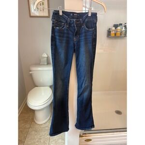 Hollister Women's 00R W24 Low Rise Bootcut Jeans Dark Wash Stretch Y2K